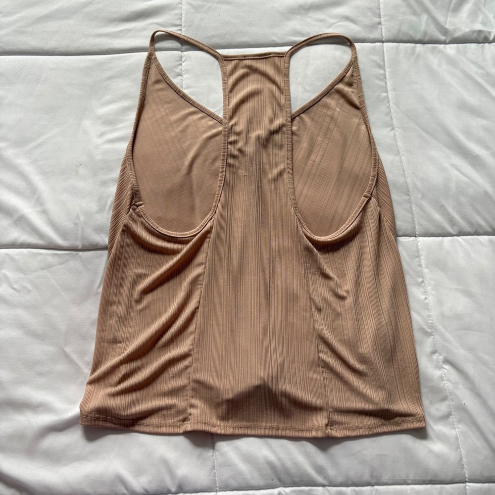 Intimately Free People Tank Top Cami Womens Small Ribbed Racerback Beige V-Neck - Picture 7 of 8